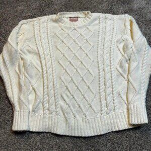 Vintage style coquette chunky cable knit white show me your mumu sweater size XS